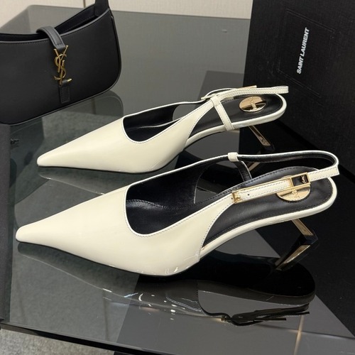 Saint Laurent YSL Chain Detail Pointed Toe High Heel Slingback Pumps 생로랑 YSL 체인 디테일 포인티드 토 하이힐 슬링백 펌프스 굽높이약 10.5cm