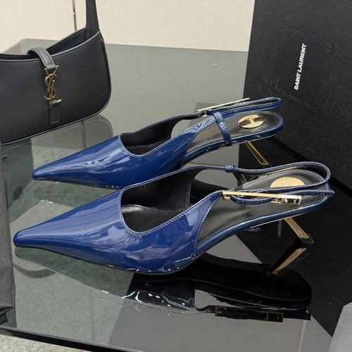 Saint Laurent YSL Chain Detail Pointed Toe High Heel Slingback Pumps 생로랑 YSL 체인 디테일 포인티드 토 하이힐 슬링백 펌프스 굽높이약 10.5cm