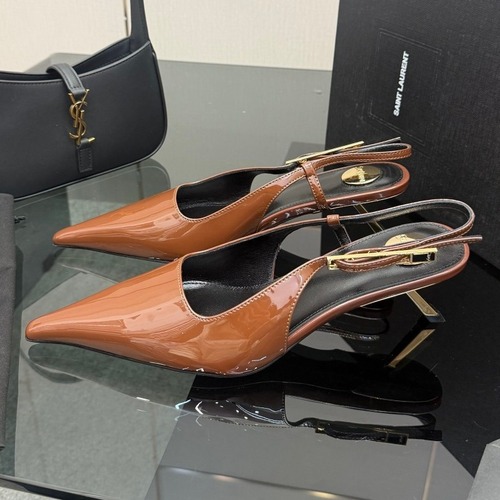 Saint Laurent YSL Chain Detail Pointed Toe High Heel Slingback Pumps 생로랑 YSL 체인 디테일 포인티드 토 하이힐 슬링백 펌프스 굽높이약 10.5cm