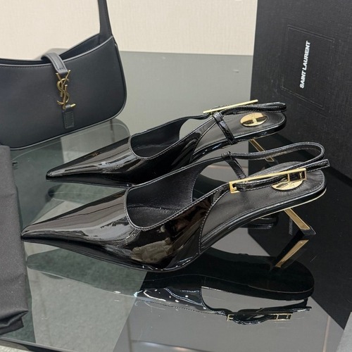 Saint Laurent YSL Chain Detail Pointed Toe High Heel Slingback Pumps 생로랑 YSL 체인 디테일 포인티드 토 하이힐 슬링백 펌프스 굽높이약 10.5cm