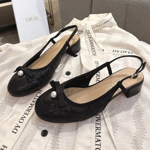 Dior CD Pearl Quilted Lambskin Ballet Flat Shoes 디올 CD 펄 퀼팅 램스킨 발레 플랫 슈즈 굽높 4cm