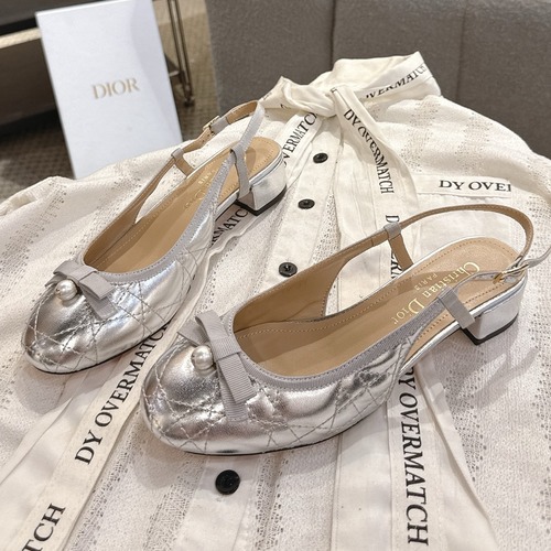 Dior CD Pearl Quilted Lambskin Ballet Flat Shoes 디올 CD 펄 퀼팅 램스킨 발레 플랫 슈즈 굽높 4cm