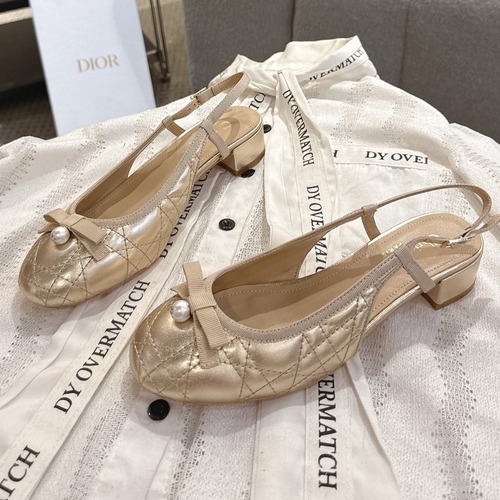 Dior CD Pearl Quilted Lambskin Ballet Flat Shoes 디올 CD 펄 퀼팅 램스킨 발레 플랫 슈즈 굽높 4cm