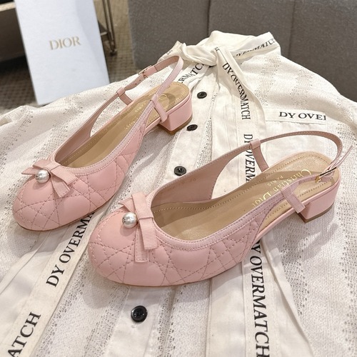 Dior CD Pearl Quilted Lambskin Ballet Flat Shoes 디올 CD 펄 퀼팅 램스킨 발레 플랫 슈즈 굽높 4cm
