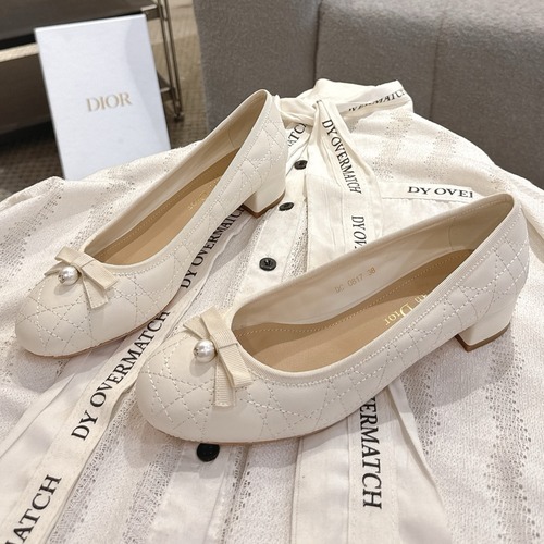 Dior CD Pearl Quilted Lambskin Ballet Flat Shoes 디올 CD 펄 퀼팅 램스킨 발레 플랫 슈즈 굽높 4cm
