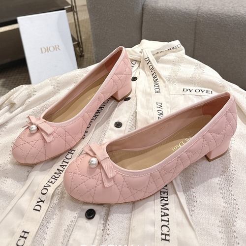 Dior CD Pearl Quilted Lambskin Ballet Flat Shoes 디올 CD 펄 퀼팅 램스킨 발레 플랫 슈즈 굽높 4cm