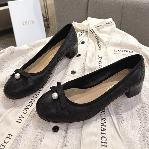 Dior CD Pearl Quilted Lambskin Ballet Flat Shoes 디올 CD 펄 퀼팅 램스킨 발레 플랫 슈즈 굽높 4cm