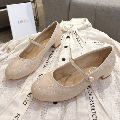Dior CD Pearl Quilted Lambskin Ballet Flat Shoes 디올 CD 펄 퀼팅 램스킨 발레 플랫 슈즈 굽높 4cm