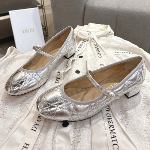 Dior CD Pearl Quilted Lambskin Ballet Flat Shoes 디올 CD 펄 퀼팅 램스킨 발레 플랫 슈즈 굽높 4cm