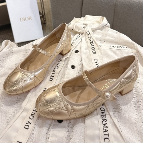 Dior CD Pearl Quilted Lambskin Ballet Flat Shoes 디올 CD 펄 퀼팅 램스킨 발레 플랫 슈즈 굽높 4cm