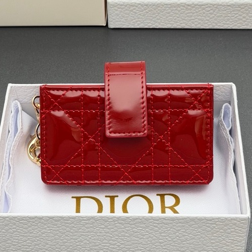 Dior Lady Jasmine Cloud Gray Patent Leather Cannage Card Holder 디올 레이디 자스민 S0074 클라우드 버건디 페이턴트 레더 카나주 카드지갑 10cm