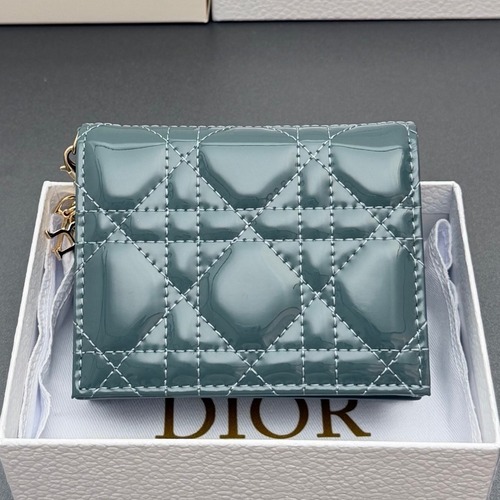 Dior Lady Gardenia Mini Cloud Blue Patent Leather Wallet 디올 레이디 가드니아 미니 S0178 클라우드 그린 페이턴트 레더 반지갑 11cm