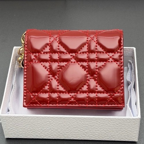 Dior Lady Gardenia Mini Cloud Blue Patent Leather Wallet 디올 레이디 가드니아 미니 S0178 클라우드 버건디 페이턴트 레더 반지갑 11cm