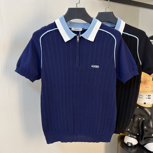 Loewe Premium Knit Short Sleeve T-Shirt Navy 로에베 프리미엄 니트 반팔 티셔츠 네이비