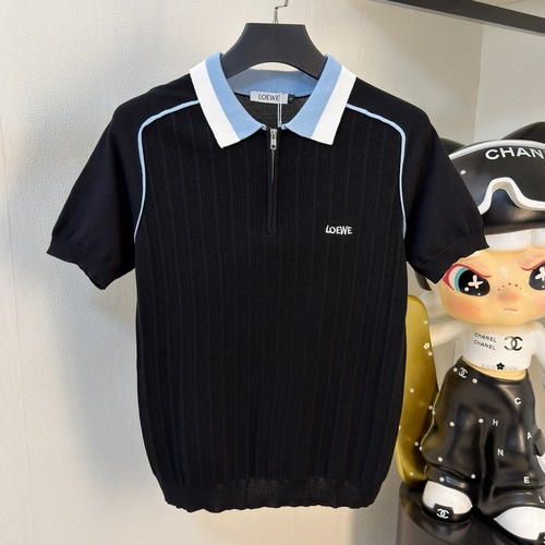 Loewe Premium Knit Short Sleeve T-Shirt Navy 로에베 프리미엄 니트 반팔 티셔츠 네이비