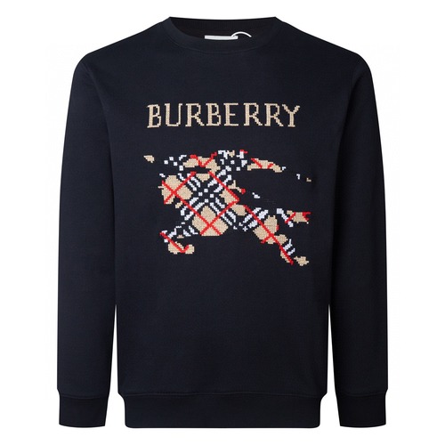Burberry Equestrian Knight Embroidery Crew Neck Sweatshirt Black White 버버리 전마자수 라운드넥 맨투맨 블랙 화이트