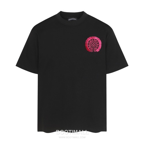 Chrome Hearts Cross Embroidery Fringe Short Sleeve T-Shirt Black White 크롬하츠 크로스 자수 프린지 반팔 티셔츠 블랙 화이트