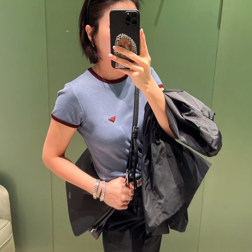 Prada Triangle Logo Cotton T-Shirt White 프라다 트라이앵글 로고 코튼 반팔 티셔츠 화이트