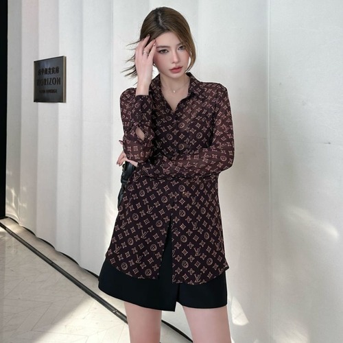 Louis Vuitton Semi-Sheer Logo Print Shirt Light Pink 루이비통 세미 시어 로고 프린트 셔츠 라이트 핑크