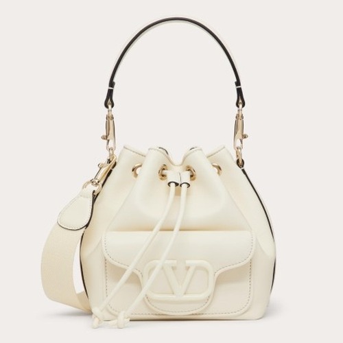 Valentino VLOGO Signature Leather Bucket Bag Ivory 발렌티노 브이로고 시그니처 레더 버킷백 아이보리 숄더백 21cm