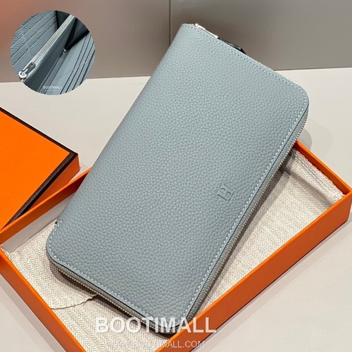 Hermes Togo Zip Long Wallet Blue Lin Leather Wallet 에르메스 토고 지퍼 장지갑 블루 린 레더 지갑 20cm