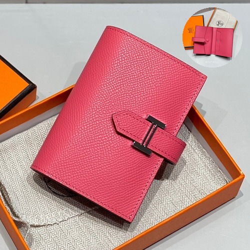 Hermes Epsom Leather H Buckle Short Wallet Lipstick Pink 에르메스 엡솜 레더 H 버클 반지갑 립스틱 핑크
