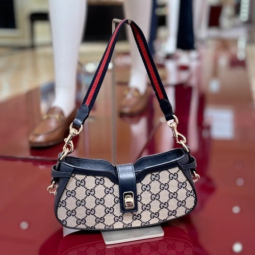 Gucci Jackie 1961 Mini GG Canvas Black Leather Shoulder Bag 구찌 재키 1961 미니 786015 GG 캔버스 블랙 레더 숄더백 21cm