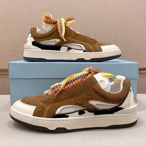 Lanvin Trainer Leather Suede Textile Colorblock Sneakers 랑방 트레이너 레더 스웨이드 텍스타일 컬러블록 스니커즈 브라운