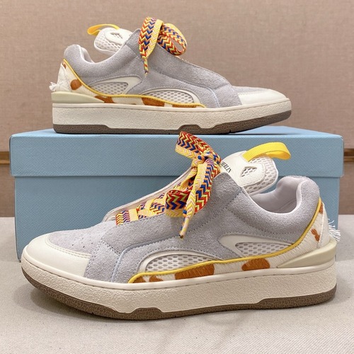 Lanvin Trainer Leather Suede Textile Colorblock Sneakers 랑방 트레이너 레더 스웨이드 텍스타일 컬러블록 스니커즈 그레이