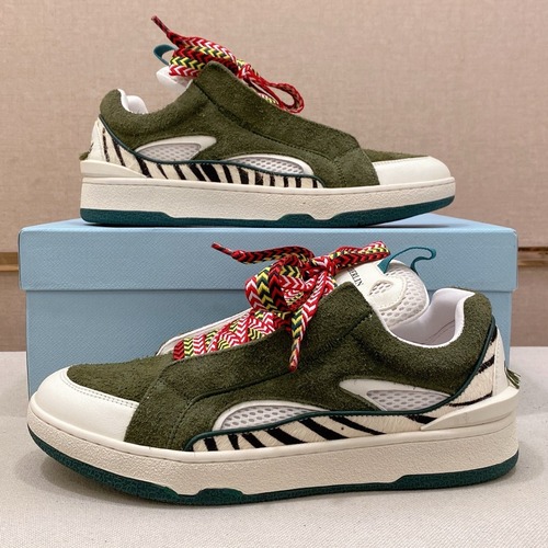 Lanvin Trainer Leather Suede Textile Colorblock Sneakers 랑방 트레이너 레더 스웨이드 텍스타일 컬러블록 스니커즈 다크그린