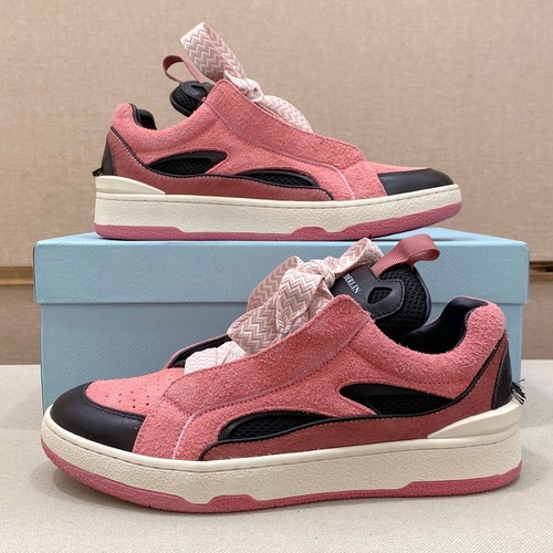 Lanvin Trainer Leather Suede Textile Colorblock Sneakers 랑방 트레이너 레더 스웨이드 텍스타일 컬러블록 스니커즈 핑크