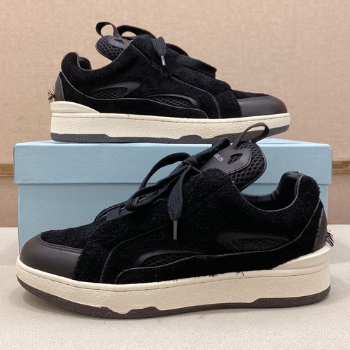 Lanvin Trainer Leather Suede Textile Colorblock Sneakers 랑방 트레이너 레더 스웨이드 텍스타일 컬러블록 스니커즈 블랙/화이트