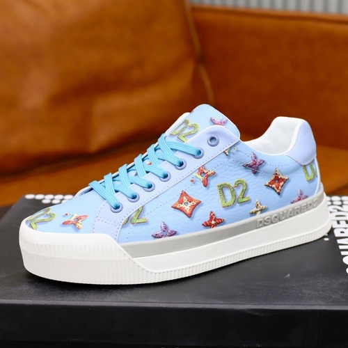 Dsquared2 3D Printed Multicolor 디스퀘어드2  프린팅 멀티컬러 카무플라주 레더 스니커 스카이블루