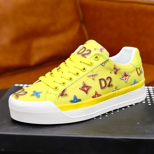 Dsquared2 3D Printed Multicolor 디스퀘어드2  프린팅 멀티컬러 카무플라주 레더 스니커 옐로우