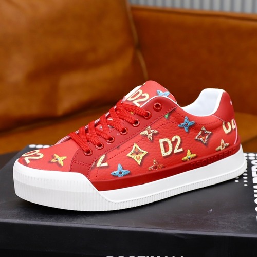 Dsquared2 3D Printed Multicolor 디스퀘어드2  프린팅 멀티컬러 카무플라주 레더 스니커 레드
