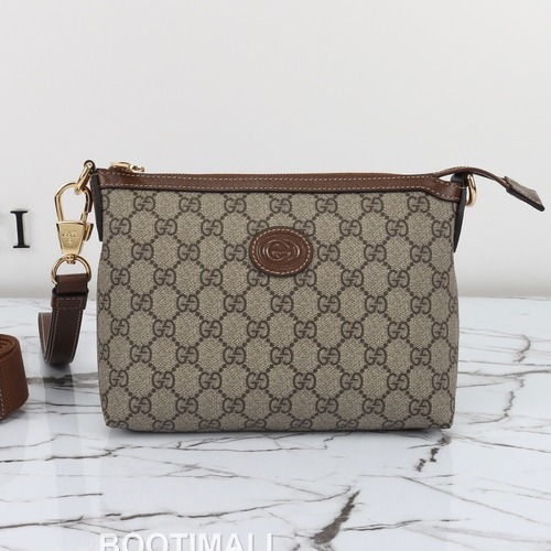 Gucci 760021 Apricot Brown Leather Crossbody Bag 구찌 760021 살구브라운 레더 크로스백 22cm