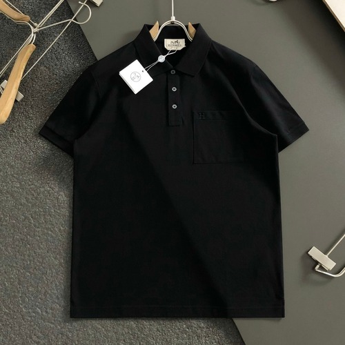 Hermes H Embroidery Pocket Short Sleeve T-Shirt Black White Brown 에르메스 H 자수 포켓 반팔 티셔츠 블랙