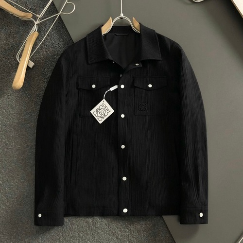 Loewe Stripe Embroidered Pocket Jacket Black 로에베 스트라이프 자수 포켓 재킷 블랙
