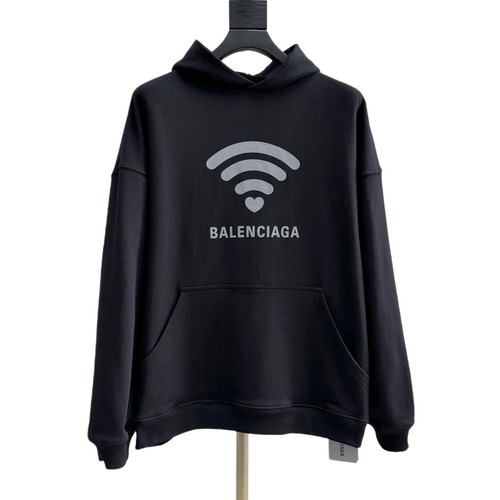 Balenciaga Wifi Heart Print Hooded Sweatshirt Grey 발렌시아가 와이파이 하트 프린트 후드 스웨트셔츠 그레이 22051