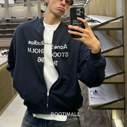 Acne Studios Stockholm 1996 Logo Cotton Blend Zip-Up Hoodie Charcoal 아크네 스튜디오 스톡홀름 1996 로고 코튼 블렌드 집업 후디 차콜