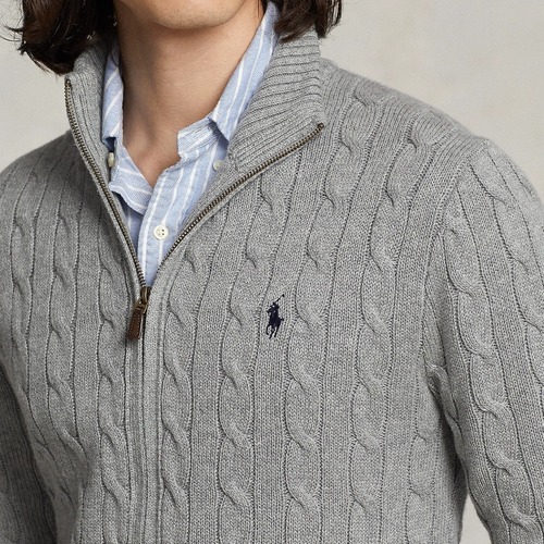 Ralph Lauren Cable Knit Full Zip Cardigan Grey 랄프로렌 케이블 니트 풀 집업 카디건 그레이 60053