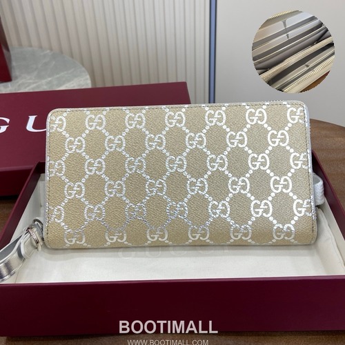 Gucci GG Emblem Mini Wallet GG Canvas구찌 GG 엠블럼 미니 지갑 819122 GG 캔버스 애프리콧 실버 반지갑 19cm