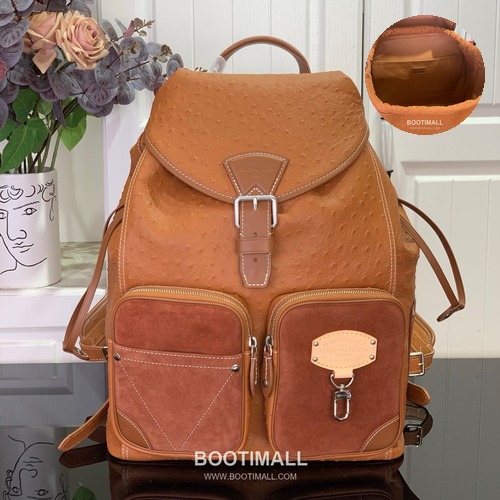 Louis Vuitton Cargo Ostrich Embossed Calfskin Leather Brown Backpack 루이비통 몽수리 카고 M89112 타조문양 카프스킨 레더 브라운 백팩 40cm