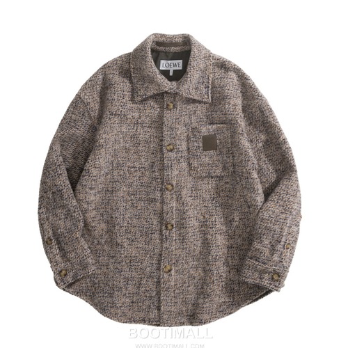 Loewe Anagram Overshirt Wool Alpaca Blend Brown Jacket 로에베 아나그램 오버셔츠 울 알파카 혼방 브라운 자켓 46, 48, 50, 52