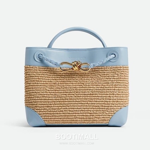 Bottega Veneta Andiamo Bag Nylon Raffia, Lambskin Beige Top Handle Bag 보테가 베네타 안디아모 백 나일론 라피아, 양가죽 베이지 탑핸들백 25cm