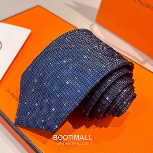 Hermes Philippe Mouquet Tie Silk Black 에르메스 필리프 무케 넥타이 실크 블랙 7cm