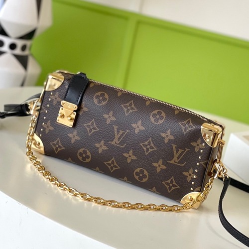 Louis Vuitton Slim Trunk Monogram Canvas Brown Handbag 루이비통 슬림 트렁크 모노그램 캔버스 브라운 핸드백 23cm