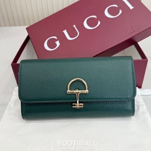 Gucci Long Wallet Grainy Cowhide Leather Green 구찌 롱 월렛 그레인드 소가죽 그린 19cm