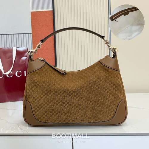 Gucci Body Double Lock GG Suede Brown Top Handle Bag 구찌 바디 더블 락 GG 스웨이드 브라운 탑핸들백 40cm