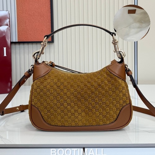 Gucci Body Double Lock GG Suede Brown Shoulder Bag 구찌 바디 더블 락 GG 스웨이드 브라운 숄더백 25cm
